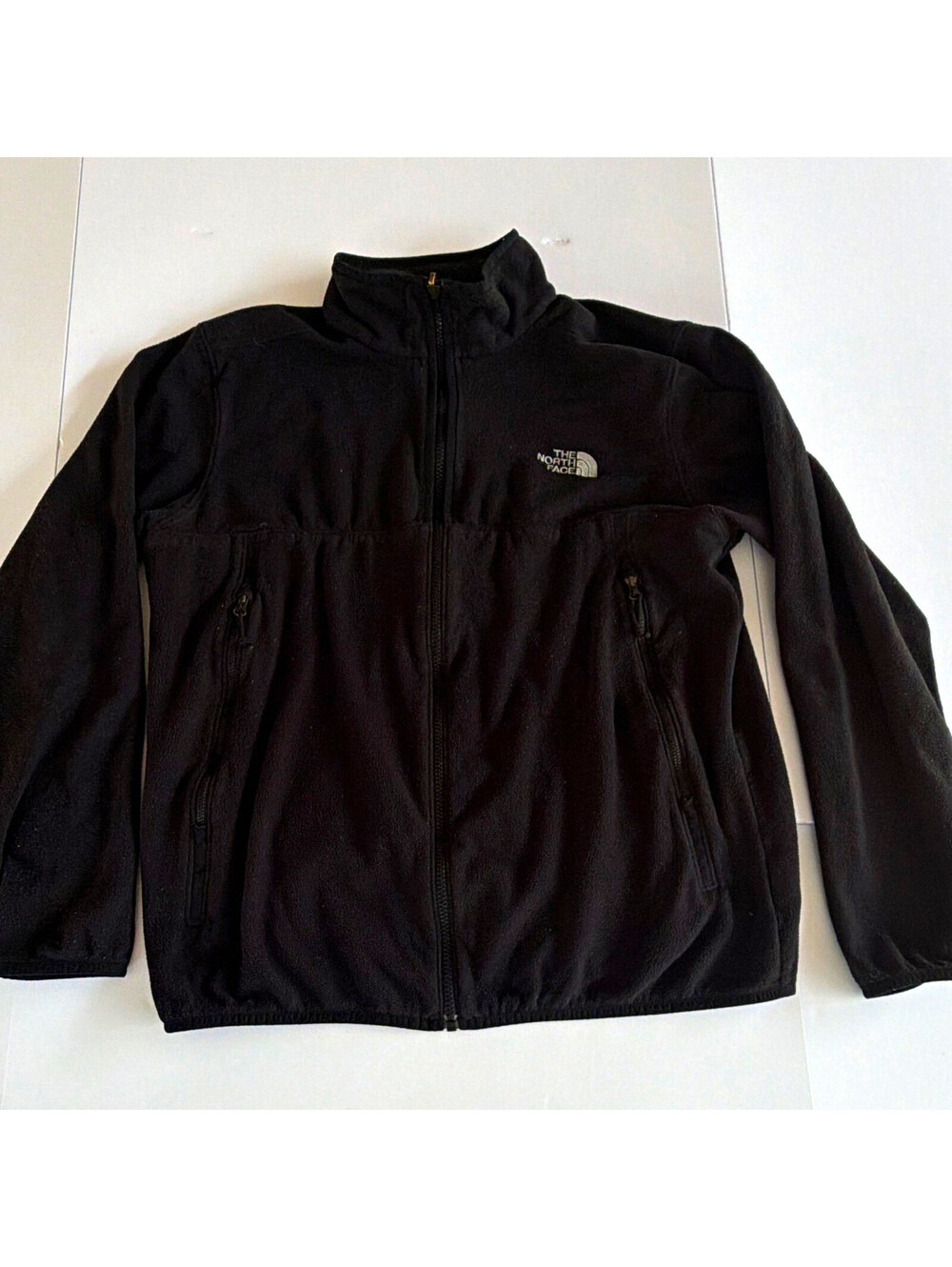 The North Face Men's Black Solid Full Zip Logo Jacket Pockets Size L